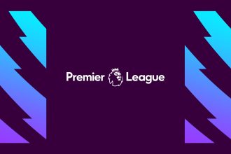 Premier League logo with a gradient background transitioning from purple to cyan, featuring the league’s lion emblem and text