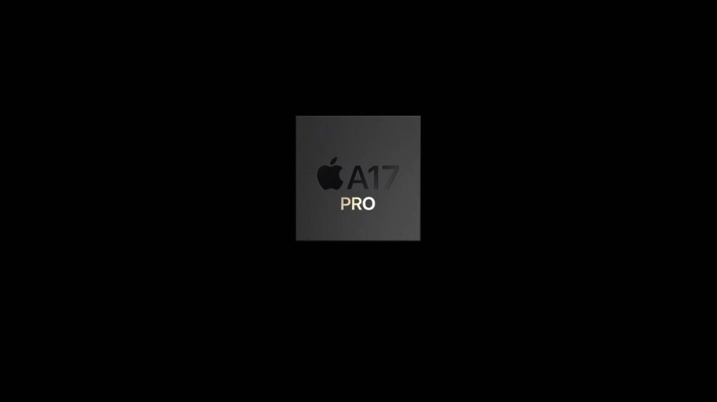 Image of Apple A17 Pro SOC from product announcement