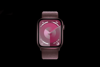 Front view of pink Apple Watch Series 9