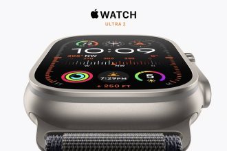 Off angle view of the front of the new Apple Watch Ultra 2