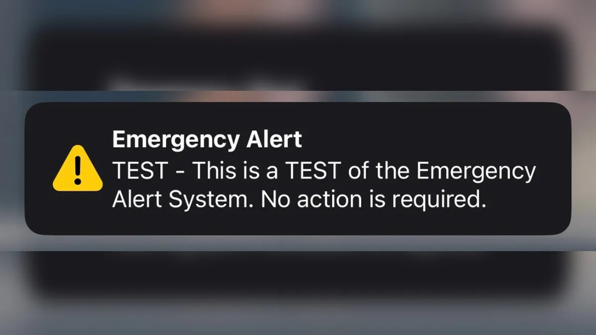 A text showing a notification of an Emergency Alert message