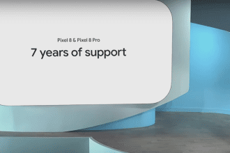 A text showing how many years of software support the Pixel 8, 8 Pro will get